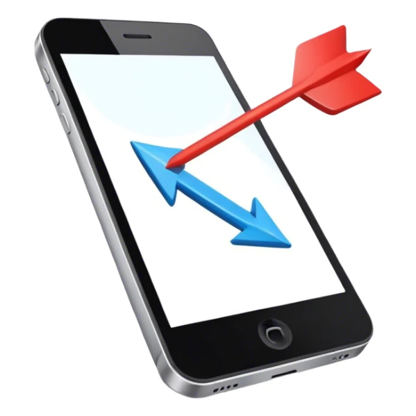 mobile phone and arrow coming out sticker