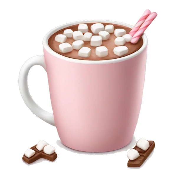 Light Pink mug of hot chocolate with marshmallows  sticker