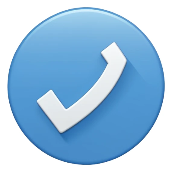 A white right ✔tick symbol on blue circle similar to verified badge sticker