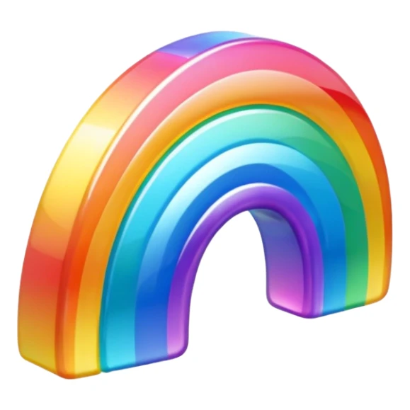 A 3d, not too detailed rainbow colored sparkling special shaped prismatic icon sticker