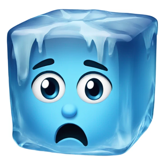 emoji sad crying bawling face frozen in an ice cube sticker