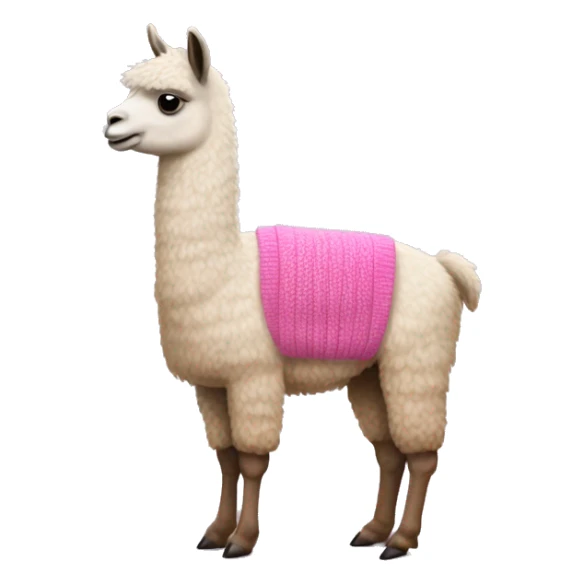 Llama  showing full body wearing a pink sweater sticker