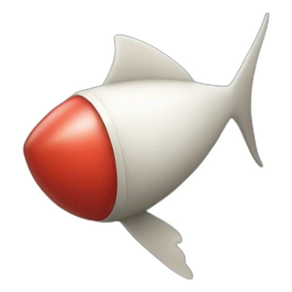 Give me a small private chat with red nose, cone, and black tail fin sticker