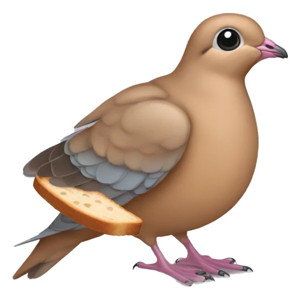 Mourning dove wearing a piece of toast sticker