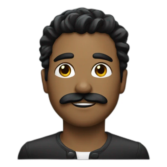 Black plated hair and black Little mustache sticker