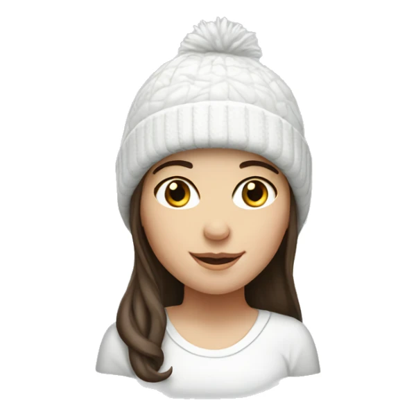 brunette white girl with white winter hat  sticker