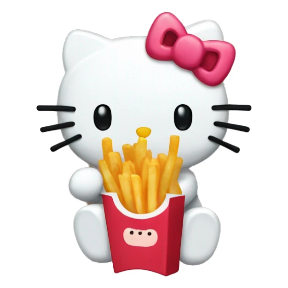 hello kitty eating fries sticker