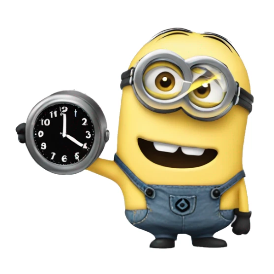 A minion pointing at the clock clearly annoyed about waiting for someone  sticker