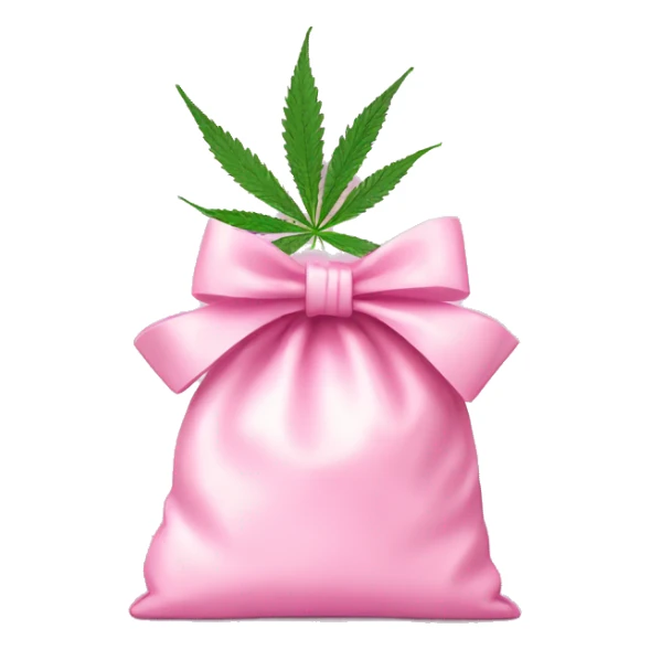 Bag of cbd tied with baby pink bow sticker