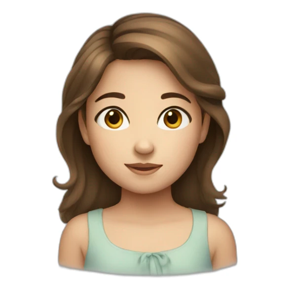 Young girl with brown hair and cute round face sticker