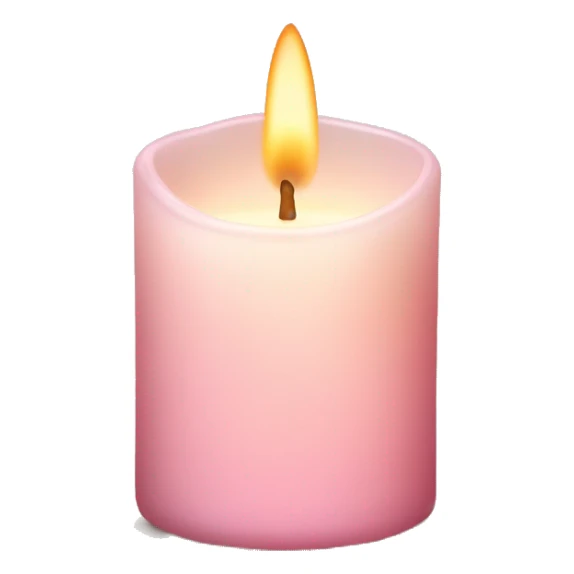 Pale pink glass candle with warm light sticker