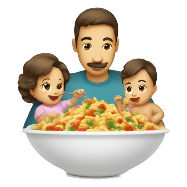 Baby eat his side dish with mom and dad  sticker