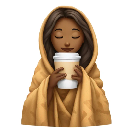 girl inside a blanket sipping coffee eyes closed sticker