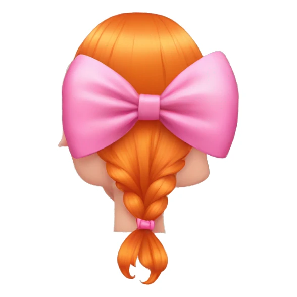 orange hair from behind with a pink bow sticker