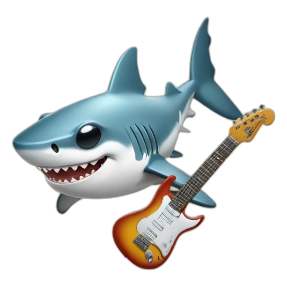 Shark with sunglases and an electric guitar an electric gitar sticker