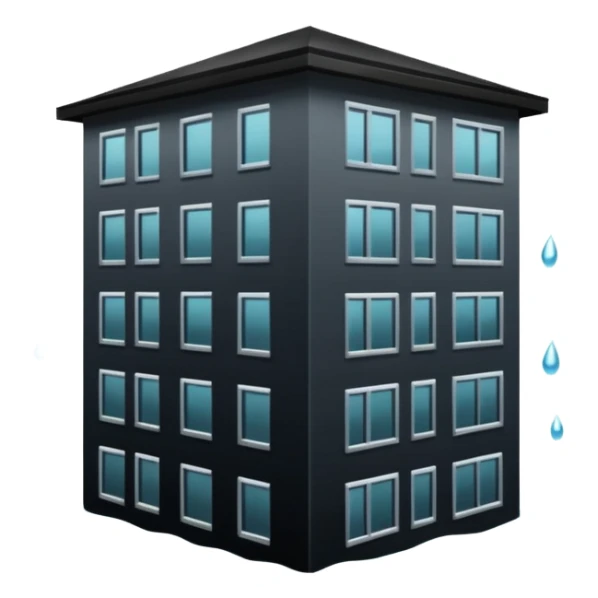 an apartment complex in flood (more than half of the building is underwater) sticker