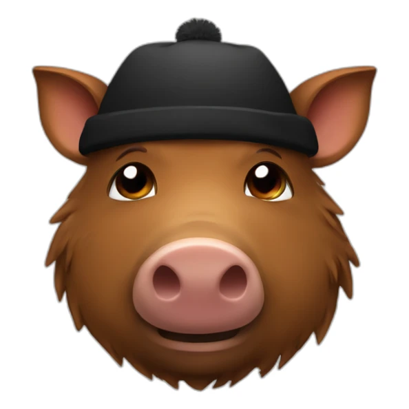 fullface brown boar tired of life with a black winter hat sticker