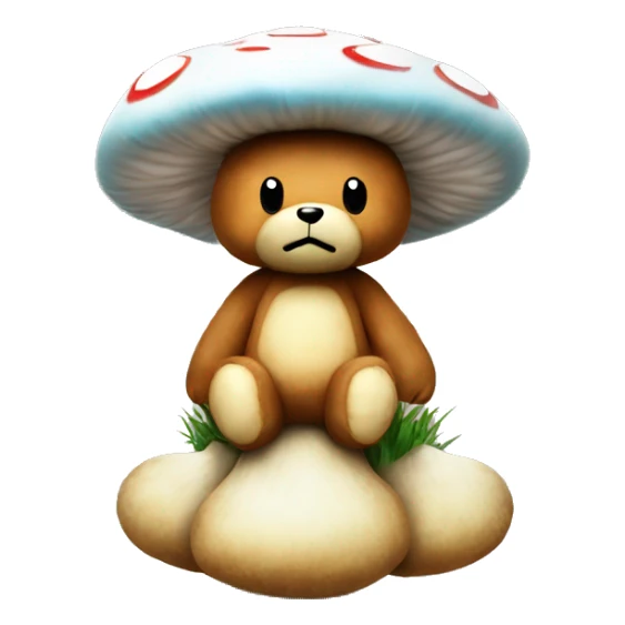 TeddyBear::2 Mario-style Mushroom Teddy-Bear, Toadstool Stuffed Animal, Mushroom Teddy sticker