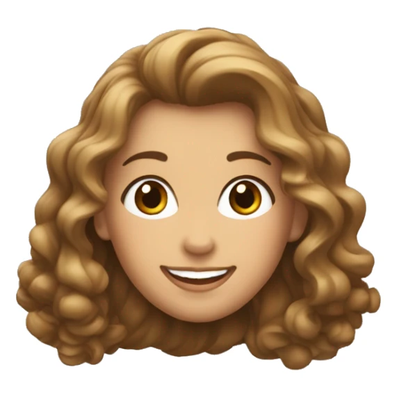 Mujer blanca con pelo rizado, castaño y largo y una gran sonrisa sticker
