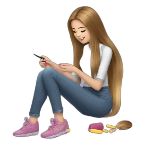 a-girl-long-hair-doing-the-nails sticker