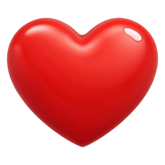 Apple-style 3D illustration of a bright red heart, centered on a clean white background, glossy and rounded, soft shadows for depth, symbolizing love, warmth, and emotion, isolated and minimal design sticker