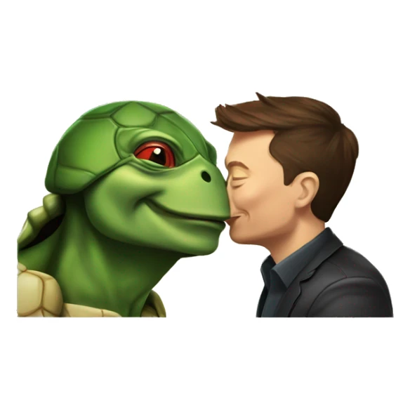 Elon musk kissing a ninja turtle  sticker