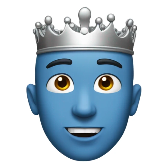 Man no Hair blue skin drooling and a Crown sticker