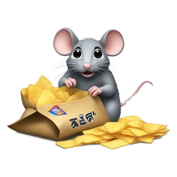Rat eating bag of chips sticker