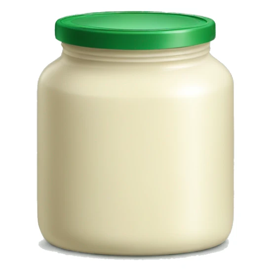 a cream coloured jar with a green lid & green label sticker