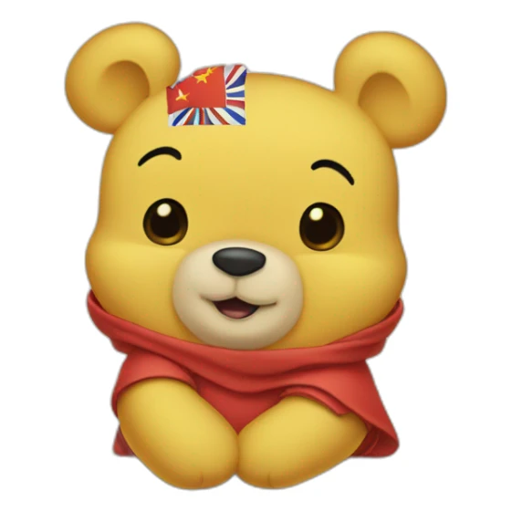 Chinese flag backed Winnie the pooh sticker