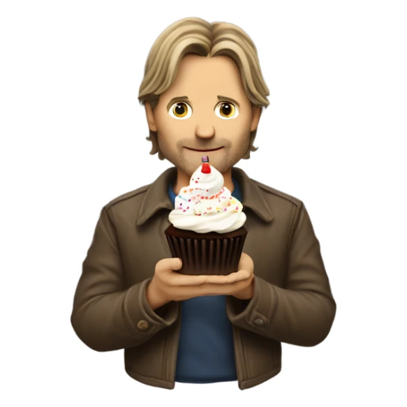 Viggo Mortenson carrying a birthday cupcake sticker