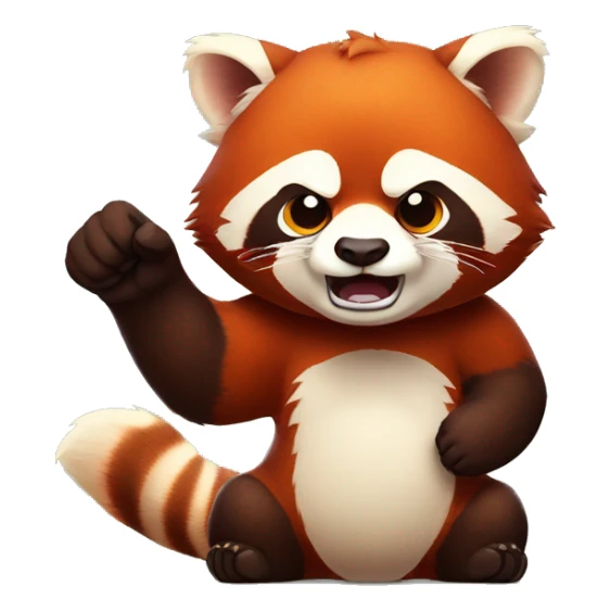 Red panda clenches his fist and is angry sticker