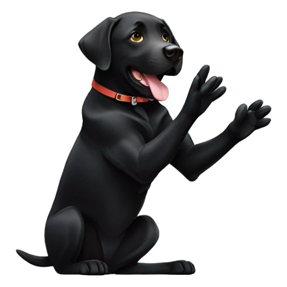 black labrador makes high five with his paw, only the upper body sticker