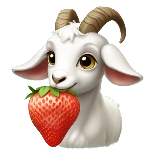generate a really really cute baby goat eating strawberries sticker