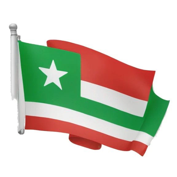 Flag with three stripes green on top white in the middle and black on the bottom with three red starts in the middle with the white stripe sticker