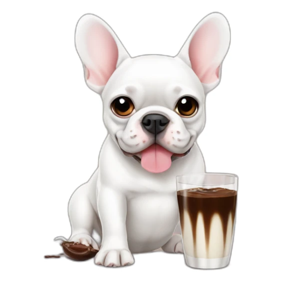 white FRENCH BULLDOg drinking coco sticker
