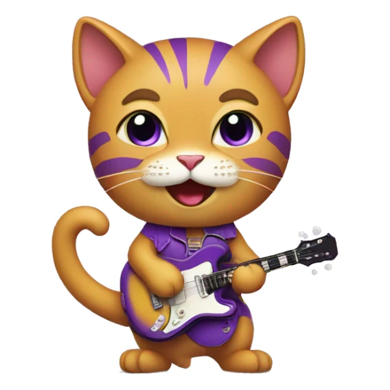 purple cat singing, cat in Elvis presley costume sticker