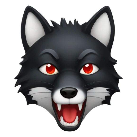 angry black fox with lots red lines and white mouth and bright red eyes sticker