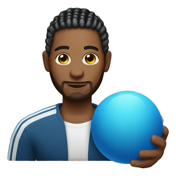 A man with cornrows holding a blue ball  in his hand sticker