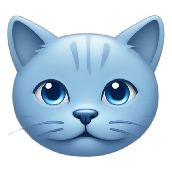 Blue simplistic sketch of a cute cat face sticker