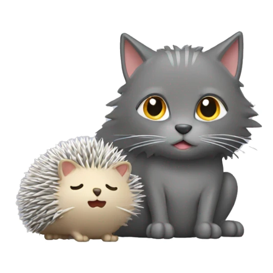 a grey cat and a hedgehog next to it sticker