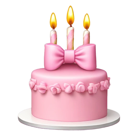 Coquette bow light pink birthday cake with candles sticker
