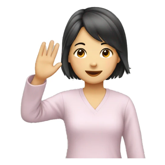 asian girl waving sticker