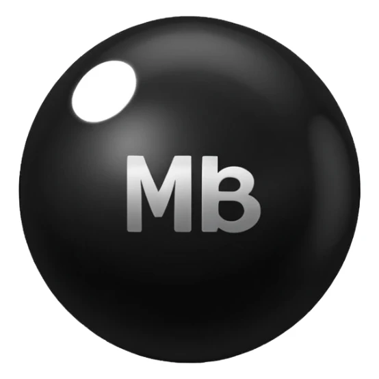 Black Ball with MB written on it. Nothing else no holes. sticker