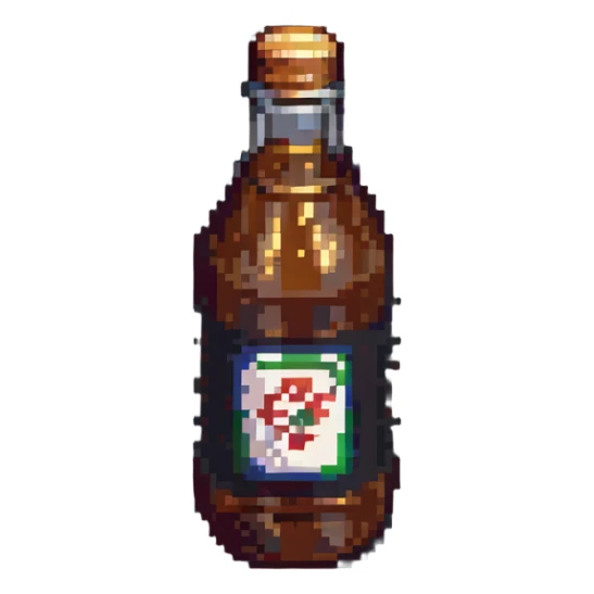 a bottle of soy sauce, pixel art style sticker