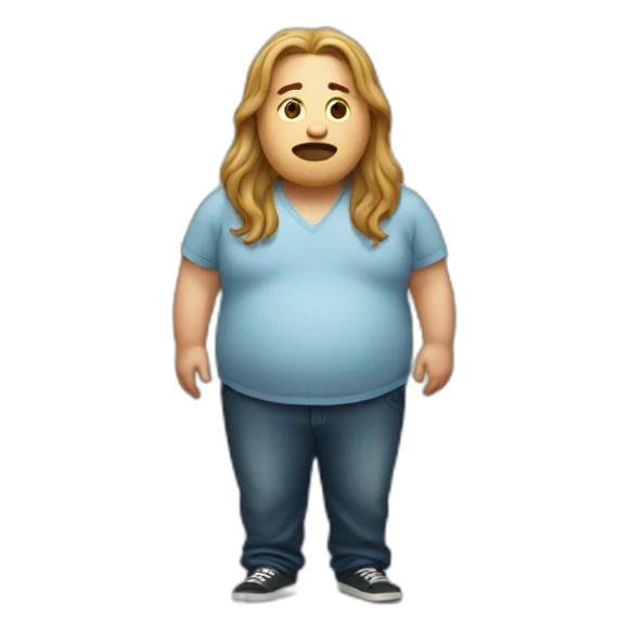 obese man long hair sticker