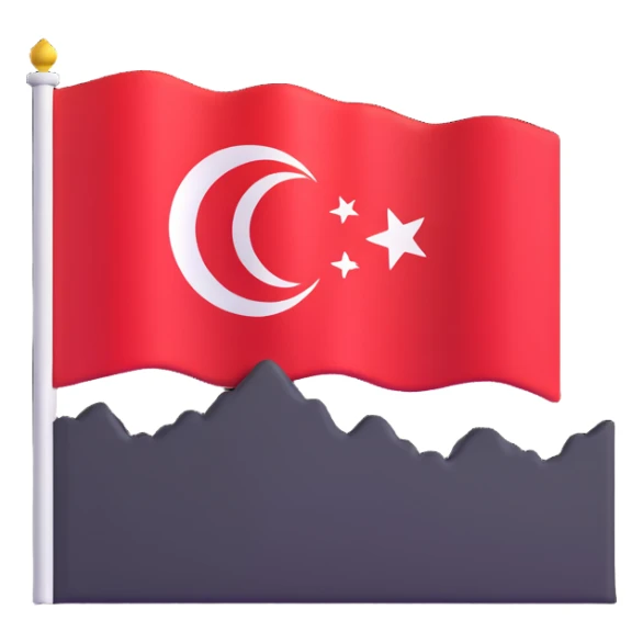 milli hamle emojisi, rising graph and Turkish flag, success and progress, modern emoji style sticker