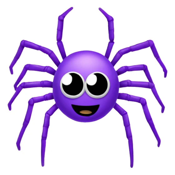 A happy and cute spider mascot. The spider should have a cheerful face and a non-threatening appearance. It should have a sleek, futuristic design with some elements representing technology and data. it has to be purple. sticker
