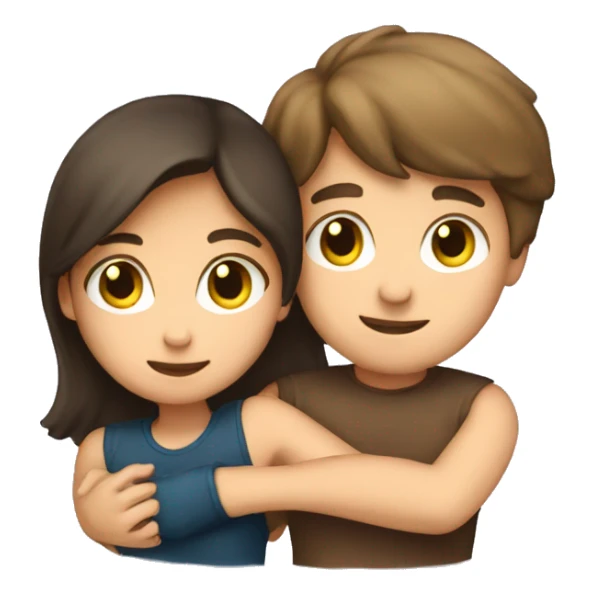 brunette emoji boy and girl hugging  sticker