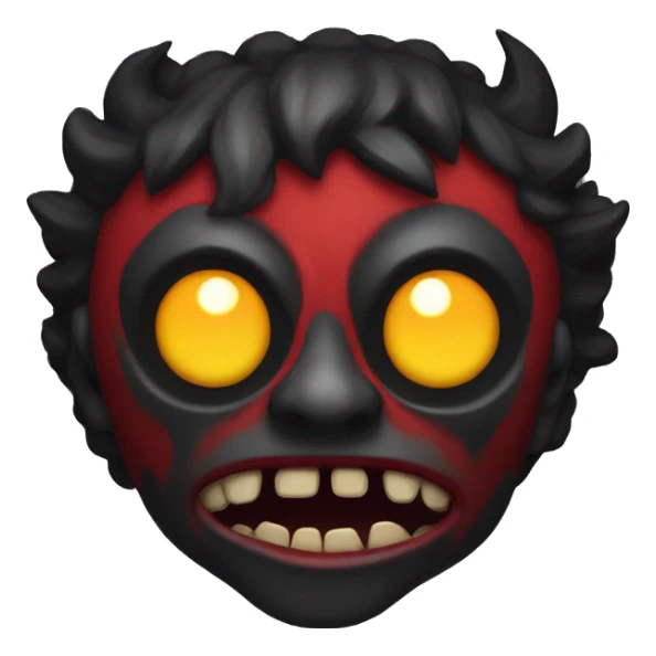 demon with yellow eyes and black and red face sticker